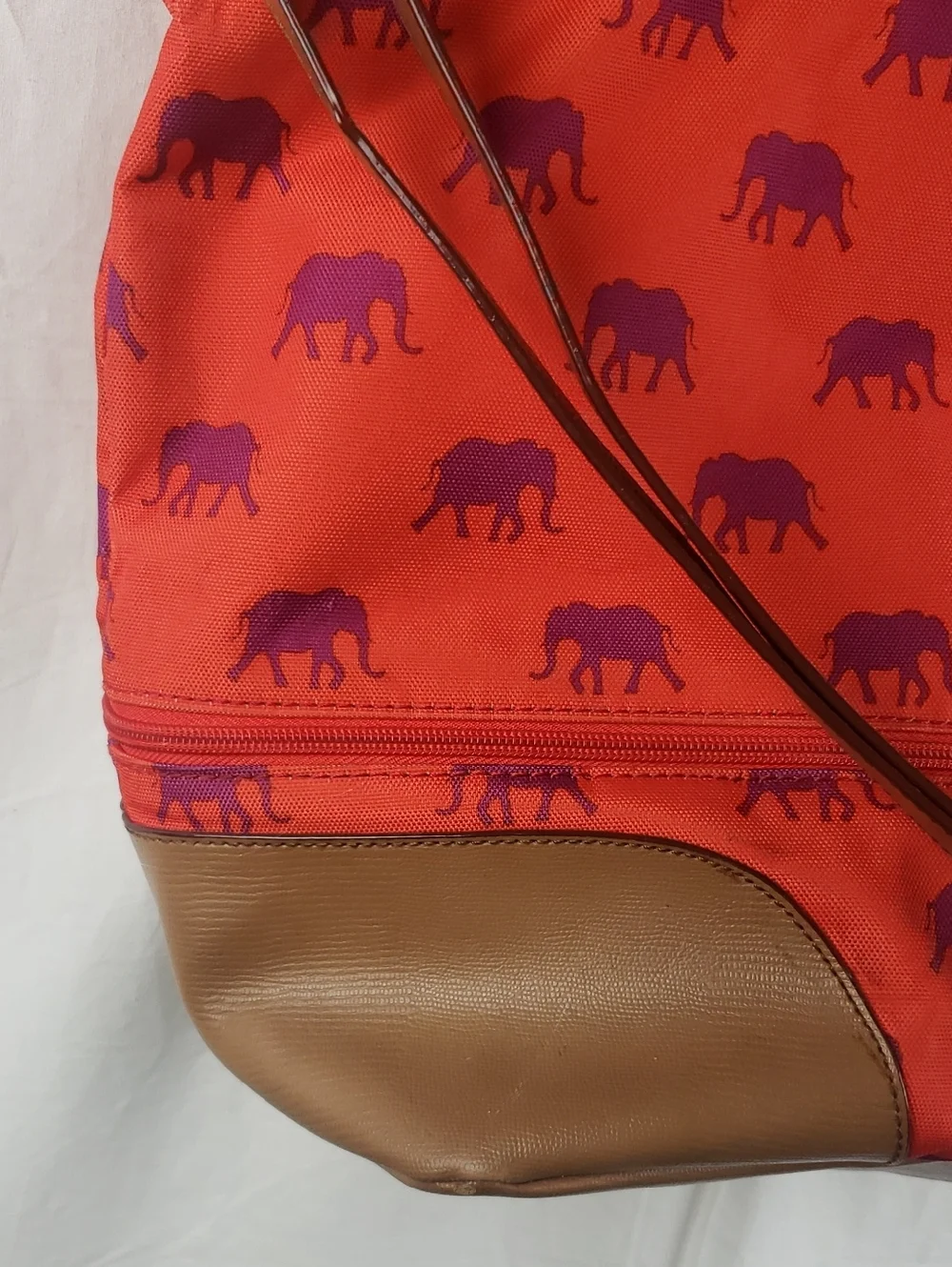 Stella & Dot Red & Purple Elephant Weekender Bag